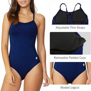 Baleaf Athletic Training Adjustable Strap Swimsuit Navy UPF 50+ Small NWT #2212